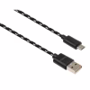 Дата кабель USB 2.0 AM to Micro 5P 2color nylon 1m black Vinga (VCPDCMBN31BK) - Image 1