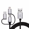 Дата кабель USB 2.0 AM to Lightning + Micro 5P + USB-C 1.0m black REAL-EL (EL123500035) - Image 1