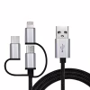 Дата кабель USB 2.0 AM to Lightning + Micro 5P + USB-C 1.0m black REAL-EL (EL123500035) - Image 1