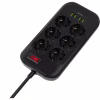 Мережевий фільтр живлення ColorWay CW-CHE64B, 6 розеток/4USB Black (CW-CHE64B) - Image 1
