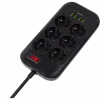 Сетевой фильтр питания ColorWay CW-CHE64B, 6 розеток/4USB Black (CW-CHE64B) - Image 1