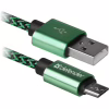 Дата кабель USB 2.0 AM to Micro 5P 1.0m USB08-03T green Defender (87804) - Image 1