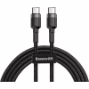 Дата кабель USB-C to USB-C 1.0m 3A 60W Cafule Black Baseus (CATKLF-GG1) - Image 1