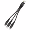 Дата кабель USB 2.0 AM to Lightning + Micro 5P + USB-C 0.25m 2.4A nylon X47 black HOCO (6931474727398) - Image 1