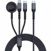 Дата кабель USB-C to Lightning 27W + USB-C 60W + Apple Watch 2.5W 1.5m icharge trio black Promate (icharge-trio.black) - Image 1