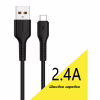 Дата кабель USB 2.0 AM to USB-C 1.0m 2.4A silicone black Denmen (DM-D42T-BK) - Image 1