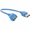 Дата кабель USB 2.0 AM/AF 0.3m blue transparent Voltronic (YT-AM/AF-0,3TBL) - Image 1