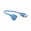 Дата кабель USB 2.0 AM/AF 0.3m blue transparent Voltronic (YT-AM/AF-0,3TBL) - Image 1