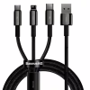 Дата кабель USB 2.0 AM to Lightning + Micro 5P + Type-C 1.5m 3.5A black Baseus (CAMLTWJ-01) - Image 1