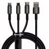 Дата кабель USB 2.0 AM to Lightning + Micro 5P + Type-C 1.5m 3.5A black Baseus (CAMLTWJ-01) - Image 1