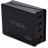 Зарядний пристрій Vinga GaN 100W PD+QC 3C1A ports 1.2m Wired Charger (VCPCH100CB) - Image 1