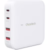 Зарядний пристрій Choetech GaN 2 USB-A / 2 USB-C 100W QC3.0/PD/PPS (PD8008-EU-WH) - Image 1