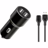 Зарядний пристрій XO TZ09 2.4A/2 USB + cable Type-C Black (XO-TZ09T-BK) - Image 1