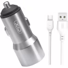 Зарядний пристрій XO TZ09 2.4A/2 USB + cable Type-C Grey (XO-TZ09T-GR) - Image 1