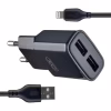 Зарядное устройство XO L92C (2USB/2.4A) + USB - Lightning Чорний (XO-L92C-L) - Image 1