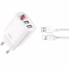 Зарядний пристрій XO L95 (2USB/2.4A) + USB - Lightning White (XO-L95-L) - Image 1