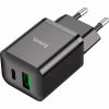 Зарядний пристрій HOCO N28 Founder 1xUSB-C PD20W + 1xUSB QC3.0 Black (6931474783509) - Image 1