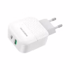 Зарядний пристрій BOROFONE BA46A USB-C PD + USB QC3.0 18W white (6931474727343) - Image 1
