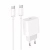 Зарядний пристрій Denmen USB-C PD20W 3.6A + cable USB-C to USB-C white (DM-DC06T-WH) - Image 1