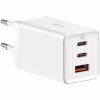Зарядний пристрій Baseus 2xUSB-C 65W + 1xUSB GaN + cable USB-C to USB-C 100W 1.0m white (CCGP120202) - Image 1