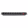 Силовой блок Eserver 19" 8 розеток, выкл., алюм. корпус PDU 220В, 16А (WT-2261A-GER-8WAY-WO) - Image 1