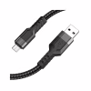 Дата кабель USB 2.0 AM to Micro 5P 1.2m 2.4A nylon aluminum U110 black HOCO (6931474770585) - Image 1