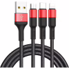Дата кабель USB 2.0 AM to Lightning + Micro 5P + USB-C 1.0m Xpress one X26 black+red HOCO (6957531080282) - Image 1