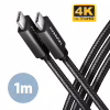 Дата кабель USB-C to USB-C 1.0m USB 3.2 Gen 2 PD 100W 5A 4K black AXAGON (BUCM32-CM10AB) - Image 1