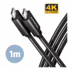 Дата кабель USB-C to USB-C 1.0m USB 3.2 Gen 2 PD 100W 5A 4K black AXAGON (BUCM32-CM10AB) - Image 1