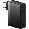 Зарядний пристрій Baseus 2xUSB-C 140W + 1xUSB GaN + cable USB-C to USB-C black (CCGP100201) - Image 1