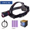 Налобний ліхтар Bailong CT012-3Q-TG, Білий, 3x18650, 1 режим, power bank, ЗП Type-C, zoom - Image 1