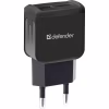 Зарядний пристрій Defender EPA-13 black, 2xUSB, 5V/2.1A, package (83840) - Image 1