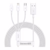 Дата кабель USB 2.0 AM to Lightning + Micro 5P + USB-C 1.5m 3.5A white Baseus (CAMLTYS-02) - Image 1
