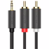 Кабель мультимедийный 3.5mm M to 2xRCA M 2.0m AV102 black Ugreen (10510) - Image 1
