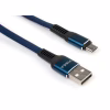 Дата кабель USB 2.0 AM to Micro 5P 1m flat nylon blue Vinga (VCPDCMFNB1B) - Image 1