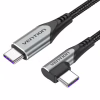 Дата кабель USB-C to USB-C 0.5m USB2.0 60W (20V/3A) angle 90° Gray Aluminum Alloy Vention (TRAHD) - Image 1