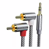 Кабель мультимедійний 3.5mm M to 2xRCA M 1.0m 90° corner Essager (EYPWT-MY0G-P) - Image 1