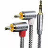 Кабель мультимедийный 3.5mm M to 2xRCA M 1.0m 90° corner Essager (EYPWT-MY0G-P) - Image 1