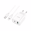 Зарядний пристрій HOCO C80A Plus Rapido 1xUSB-C PD20W + 1xUSB QC3.0 + cable USB-C to Lightning White (6931474779892) - Image 1