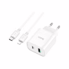 Зарядное устройство HOCO C80A Plus Rapido 1xUSB-C PD20W + 1xUSB QC3.0 + cable USB-C to Lightning White (6931474779892) - Image 1