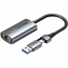 Перехідник USB-C to RJ45 Ethernet 1000Mbps gray Vention (CFQHB) - Image 1