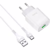 Зарядное устройство HOCO C72Q Glorious USB QC3.0 + cable USB to USB-C 18W White (6931474732552) - Image 1