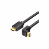 Кабель мультимедийный HDMI M to HDMI M 1.5m 4K60Hz 90° corner black Vention (AAQBG) - Image 1