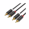 Кабель мультимедийный 2xRCA M to 2xRCA M 1.5m black Vention (BCMBG) - Image 1