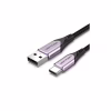 Дата кабель USB 2.0 AM to USB-C 1.5m 3A cotton braided aluminum purple Vention (CODVG) - Image 1