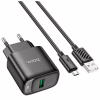 Зарядний пристрій HOCO C140A Smart USB QC3.0 + USB to cable Micro Black (6942007627801) - Image 1