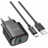 Зарядное устройство HOCO C140A Smart USB QC3.0 + cable USB to USB-C Black (6942007627825) - Image 1