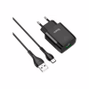 Зарядное устройство HOCO C72Q Glorious USB QC3.0 + cable USB to USB-C 18W Black (6931474732545) - Image 1