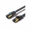 Патч-корд 15м, S/FTP cat 8 RJ-45 black Vention (IKABN) - Image 1