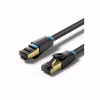 Патч-корд 15м, S/FTP cat 8 RJ-45 black Vention (IKABN) - Image 1